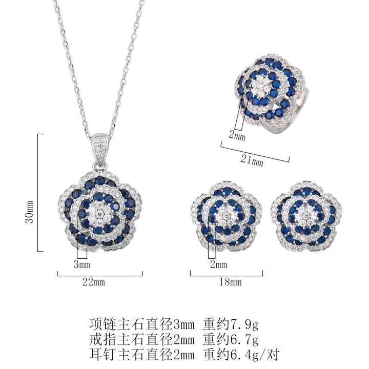 مجموعة مجوهرات زفاف فاخرة من حجر السبينيل - Luxury Blue Spinel Stone Bridal Wedding Fine Jewelry Set