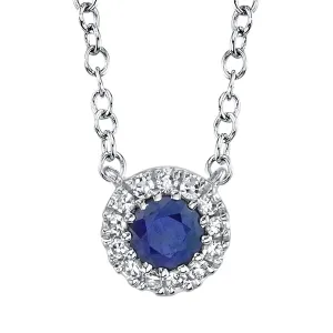 0.04 Ct Diamond & 0.14 Ct Blue Sapphire Necklace SC55002751