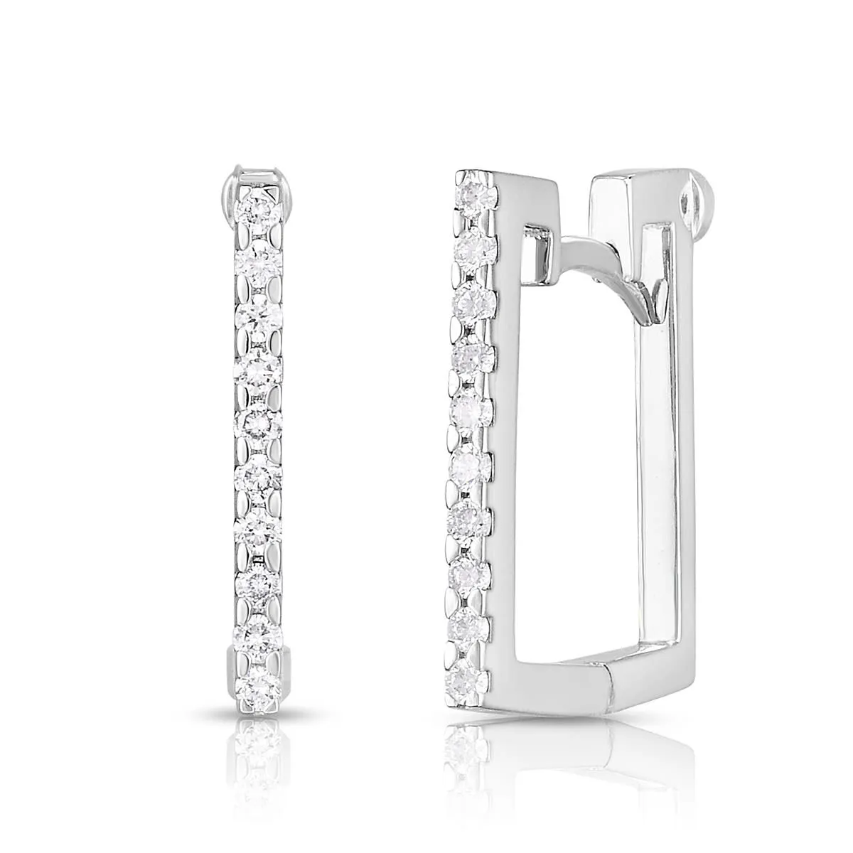 0.19 Diamond Classic Square Earrings in 18 White Gold