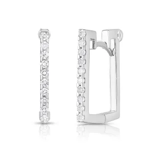 0.19 Diamond Classic Square Earrings in 18 White Gold