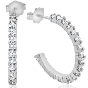 1 1/2ct Diamond Hoops 14K White Gold