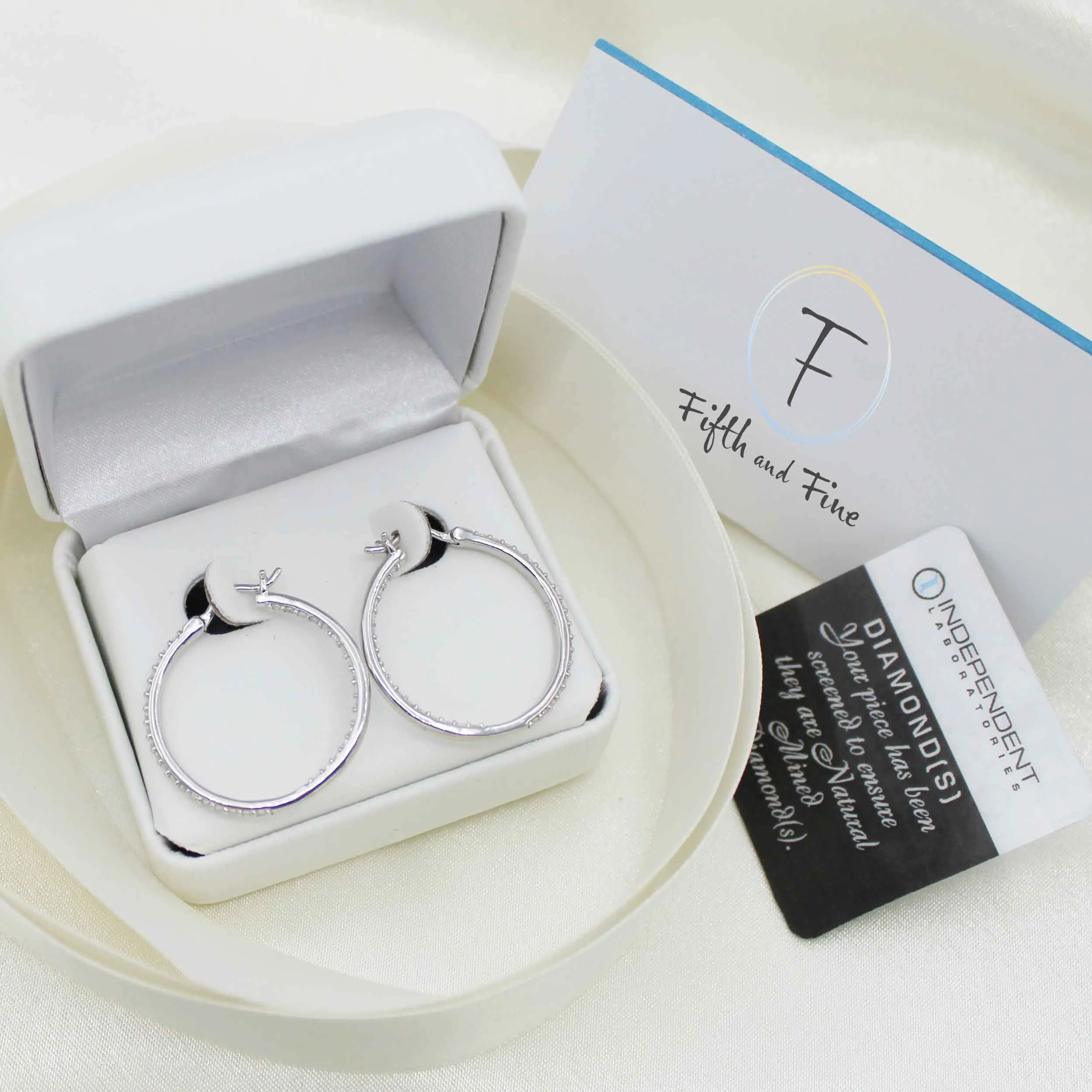 1 1/2ct tw Diamond Hoop Earrings in Sterling Silver