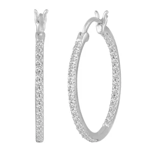 1 1/2ct tw Diamond Hoop Earrings in Sterling Silver