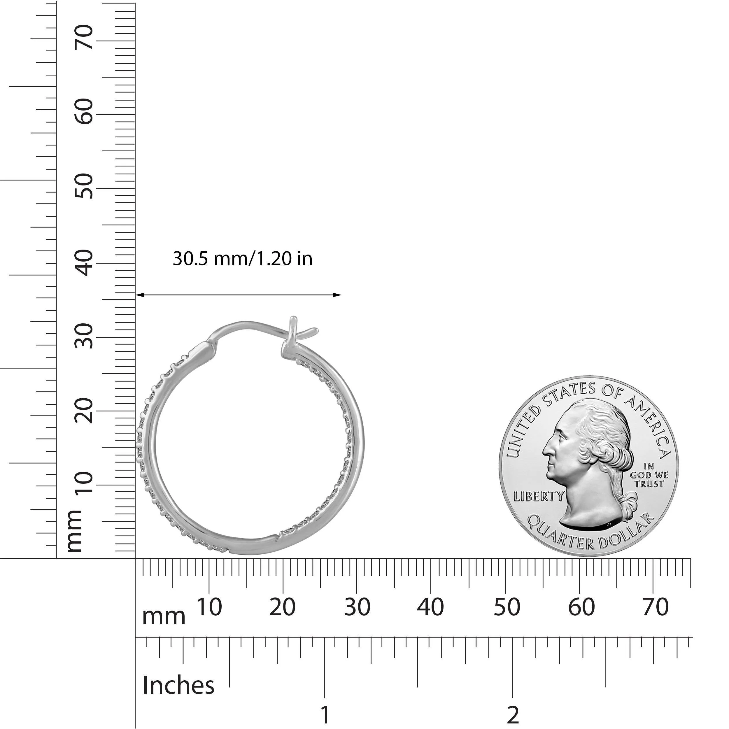 1 1/2ct tw Diamond Hoop Earrings in Sterling Silver