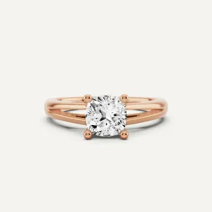 1 ctw Cushion Diamond Double Band Solitaire Engagement Ring