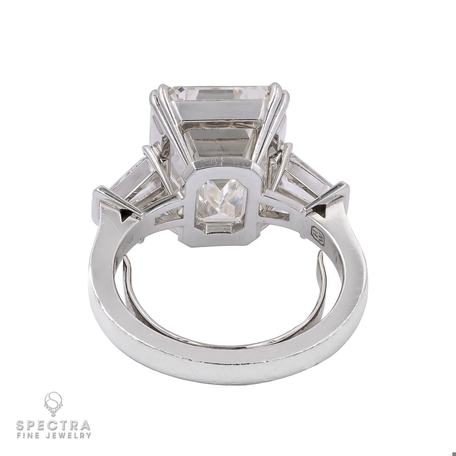 10.02ct Emerald Cut Diamond Three Stone Ring in Platinum