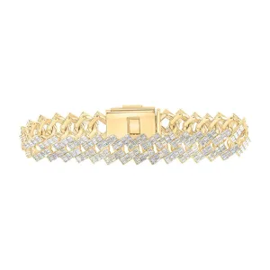 10kt Yellow Gold Baguette Diamond Link Bracelet for Men - 7-3/4 Cttw | Splendid Jewellery