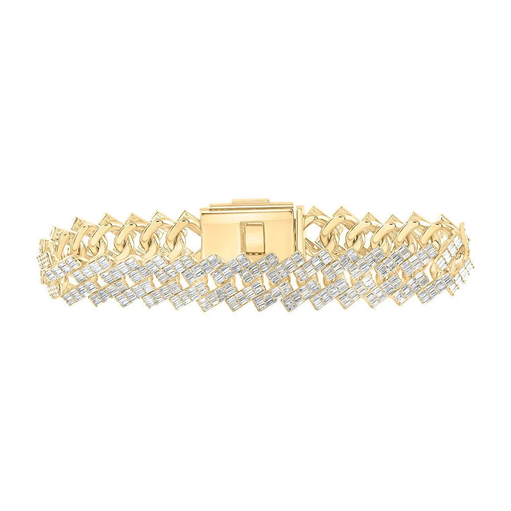 10kt Yellow Gold Baguette Diamond Link Bracelet for Men - 7-3/4 Cttw | Splendid Jewellery