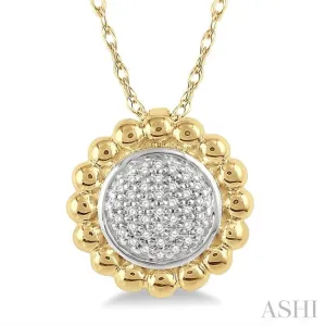 1/20 ctw Floral Round Cut Diamond Fashion Pendant in 10K Yellow Gold with chain