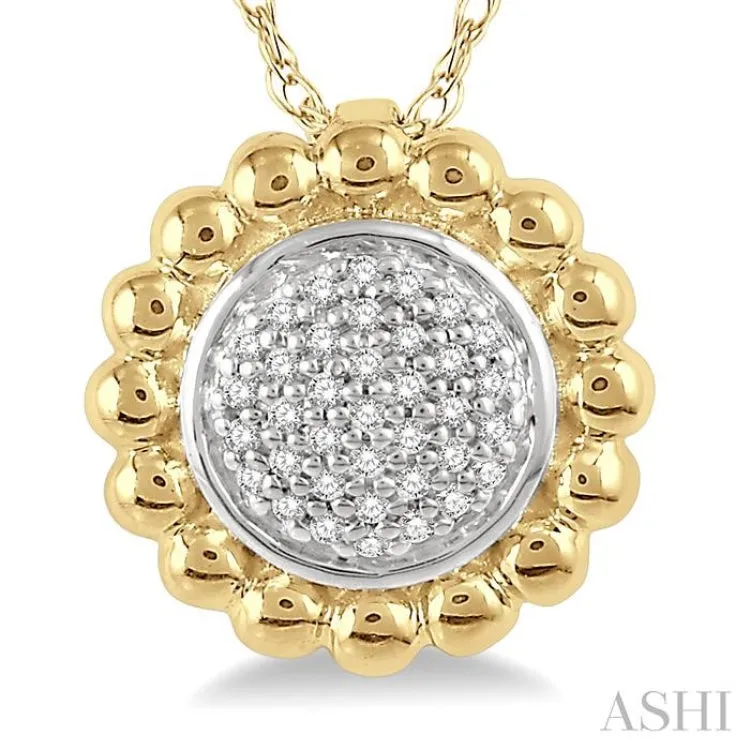 1/20 ctw Floral Round Cut Diamond Fashion Pendant in 10K Yellow Gold with chain