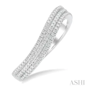 1/3 ctw Curvy Triple Row Round Cut Diamond Fashion Band in 14K White Gold