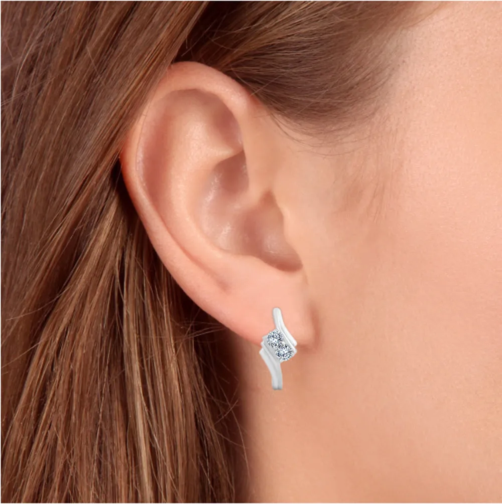 1/3CT Forever Us 2 Stone Diamond Earrings 14K White Gold