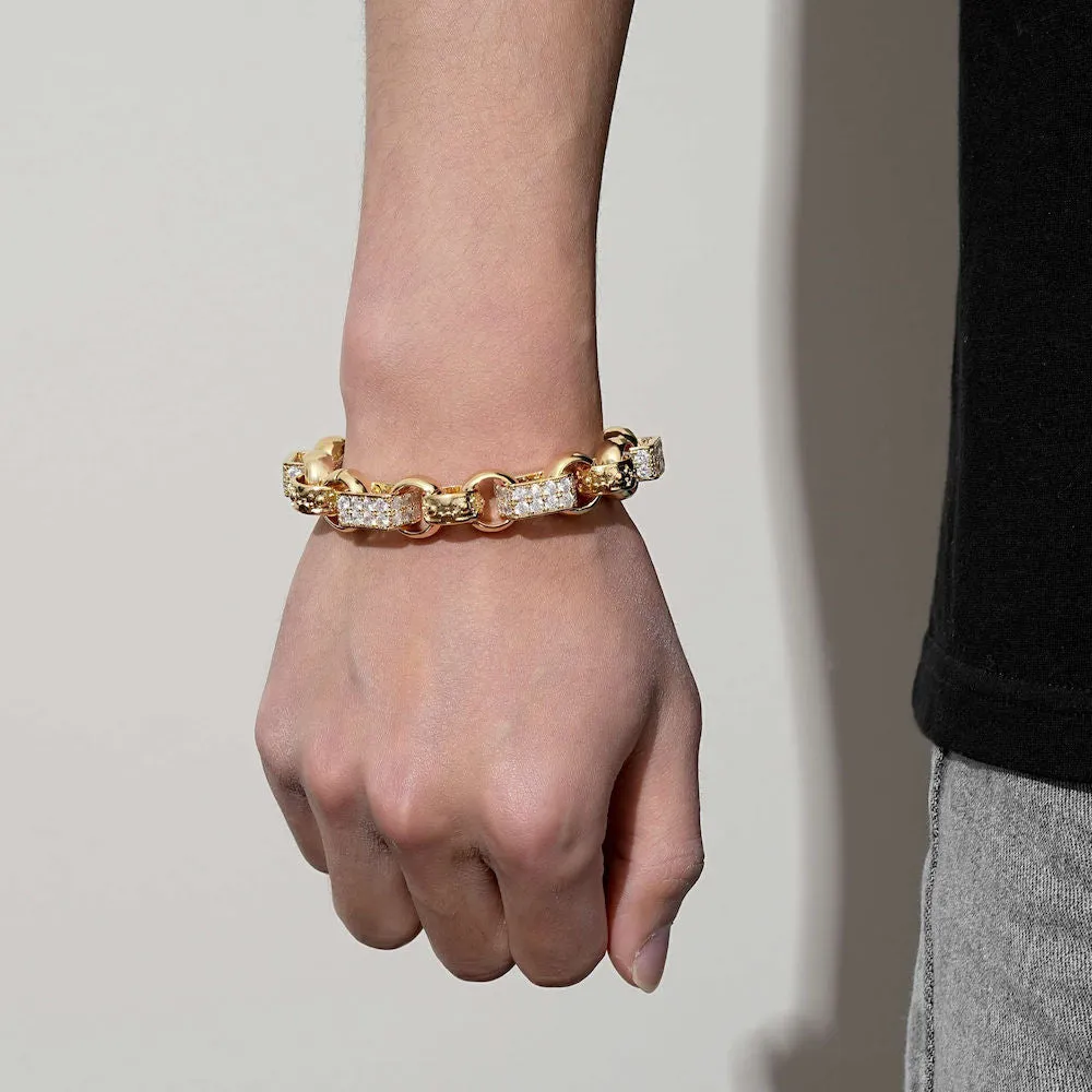 13mm Gold Gypsy Belcher Bracelet Albert Clasp 6/7 Inch