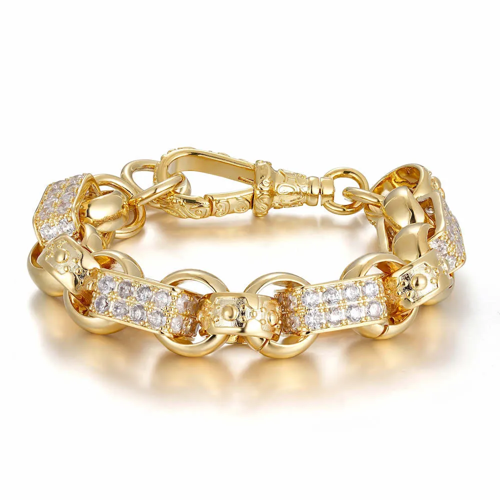 13mm Gold Gypsy Belcher Bracelet Albert Clasp 6/7 Inch