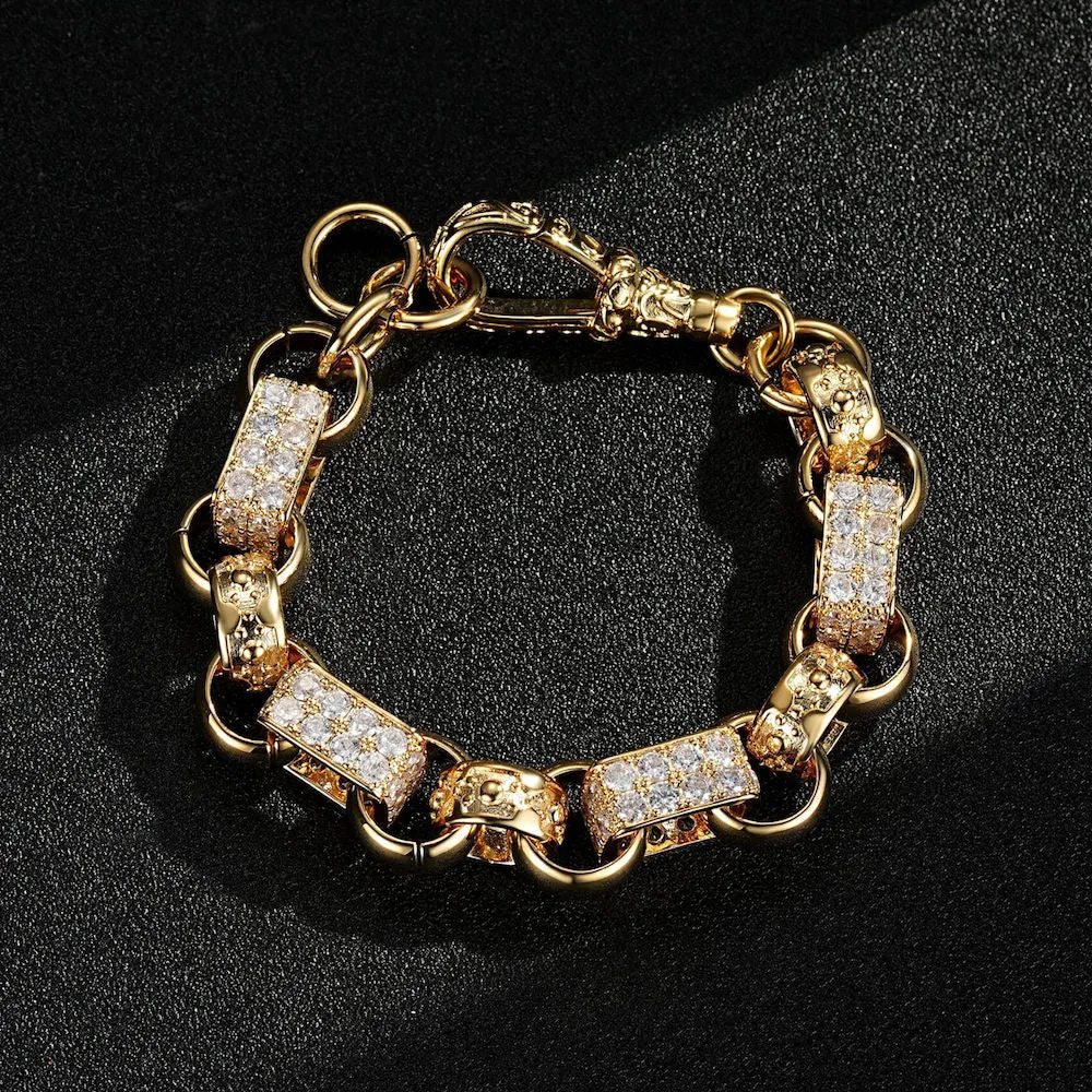 13mm Gold Gypsy Belcher Bracelet Albert Clasp 6/7 Inch