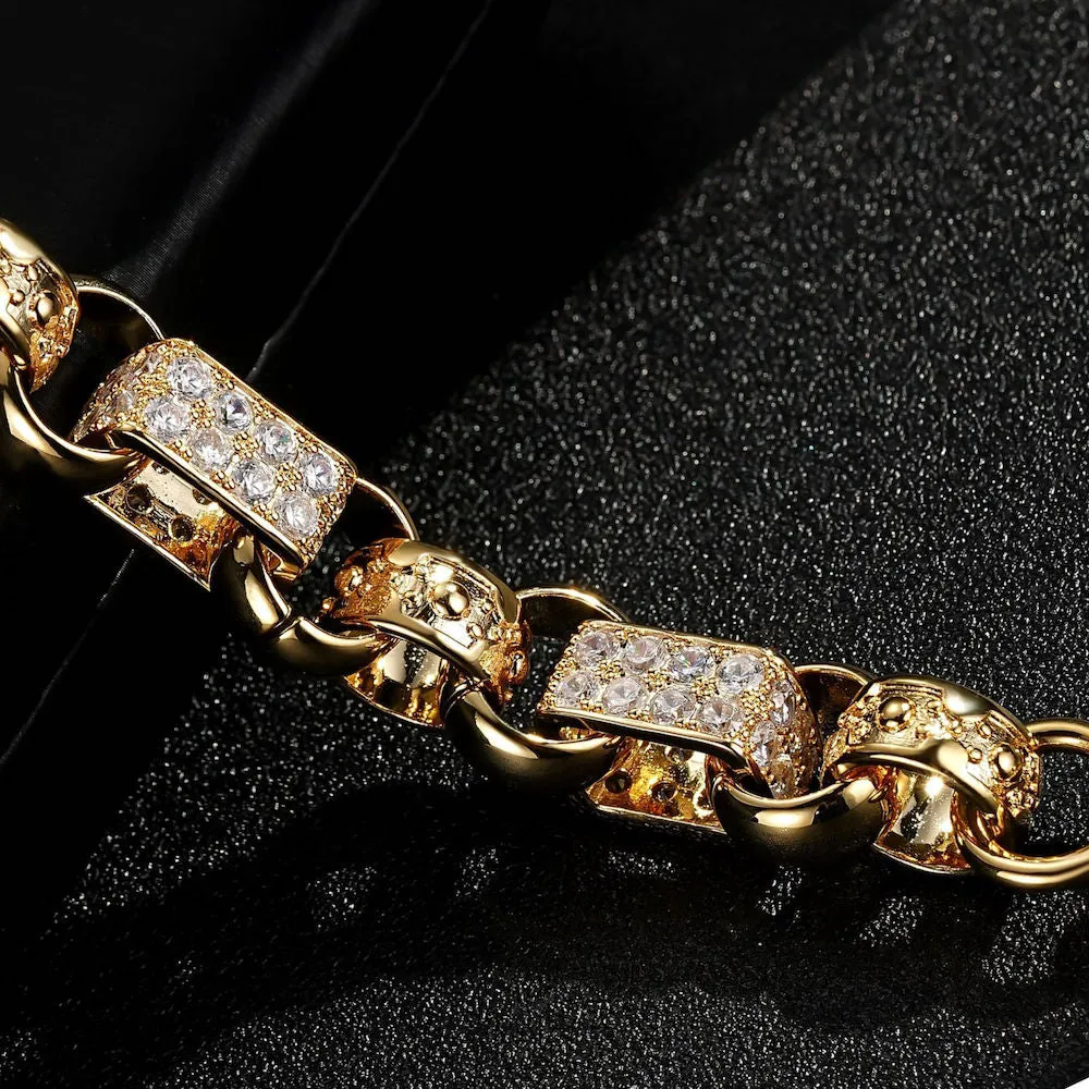 13mm Gold Gypsy Belcher Bracelet Albert Clasp 6/7 Inch