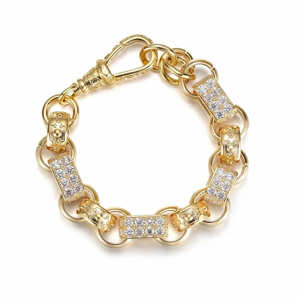 13mm Gold Gypsy Belcher Bracelet Albert Clasp 6/7 Inch
