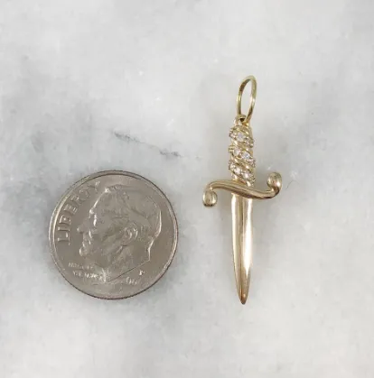 14K Diamond Dagger Charm