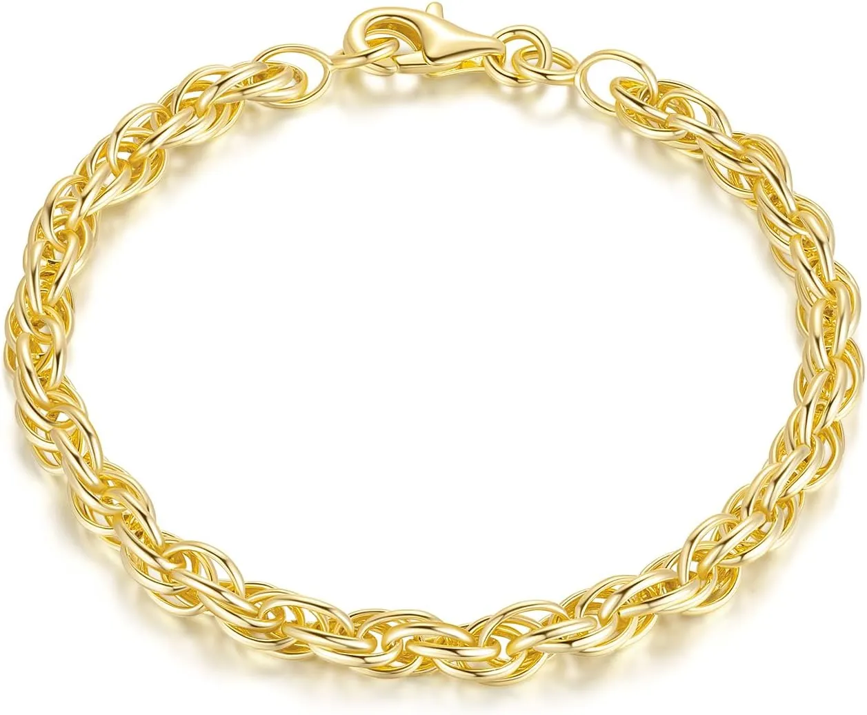 14K Gold Bracelets for Men & Women Layer Rope Chain Bracelets 4.5mm Dainty Gold Bracelet Mens Bracelet Jewelry Presents 6.5-9in