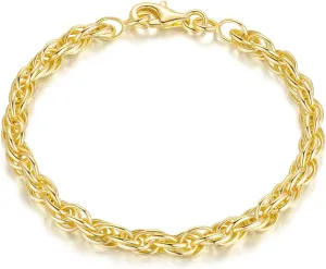 14K Gold Bracelets for Men & Women Layer Rope Chain Bracelets 4.5mm Dainty Gold Bracelet Mens Bracelet Jewelry Presents 6.5-9in
