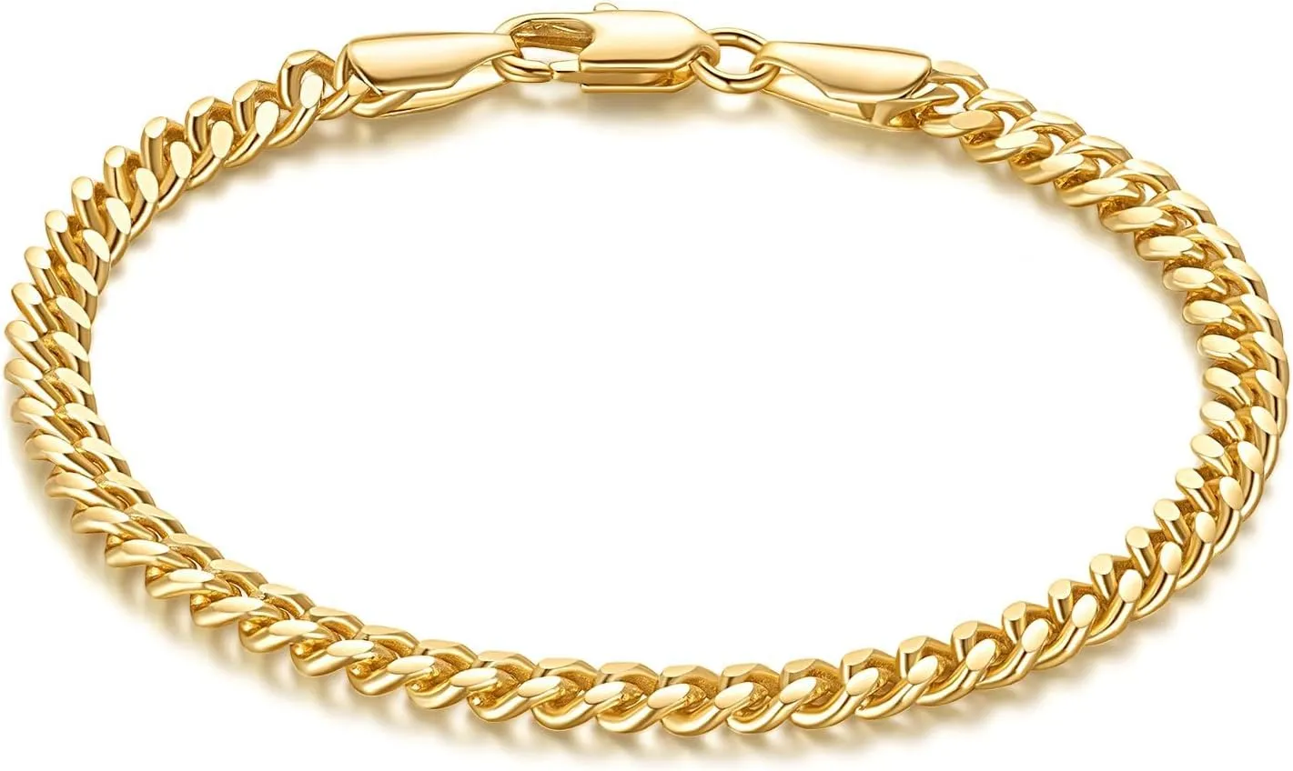 14K Gold Bracelets for Men Cuban Link Chain for Mens Non Tarnish Dainty Charm Bracelet Gift with Lobster Clasp Gold Jewelry 6.5/7/7.5/8/8.5in