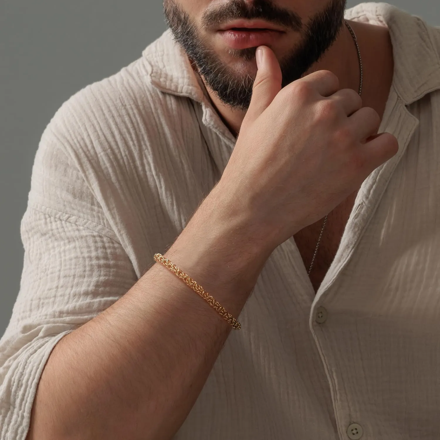 14K Gold Bracelets for Women & for Men Byzantine Link Chain Charm Bracelet for Womens & for Mens Non Tarnish Secure Lobster Clasp Jewelry 5 Sizes (6.5" 7" 7.5" 8" 9")