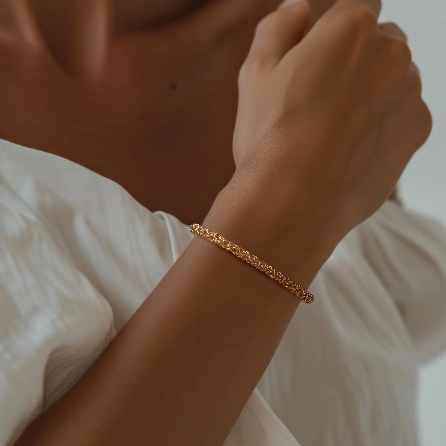 14K Gold Bracelets for Women & for Men Byzantine Link Chain Charm Bracelet for Womens & for Mens Non Tarnish Secure Lobster Clasp Jewelry 5 Sizes (6.5" 7" 7.5" 8" 9")