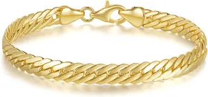 14K Gold Bracelets for Women & Mens Bracelet Dense Cuban Gold Chain Bracelet for Women Bold Bracelets Non Tarnish Presents (6.5, 7, 7.5, 8, 9 in)