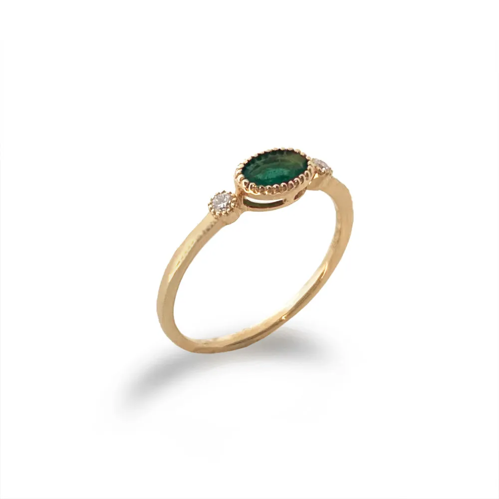 14k gold diamond oval emerald designer fashion stack ring MR45623E