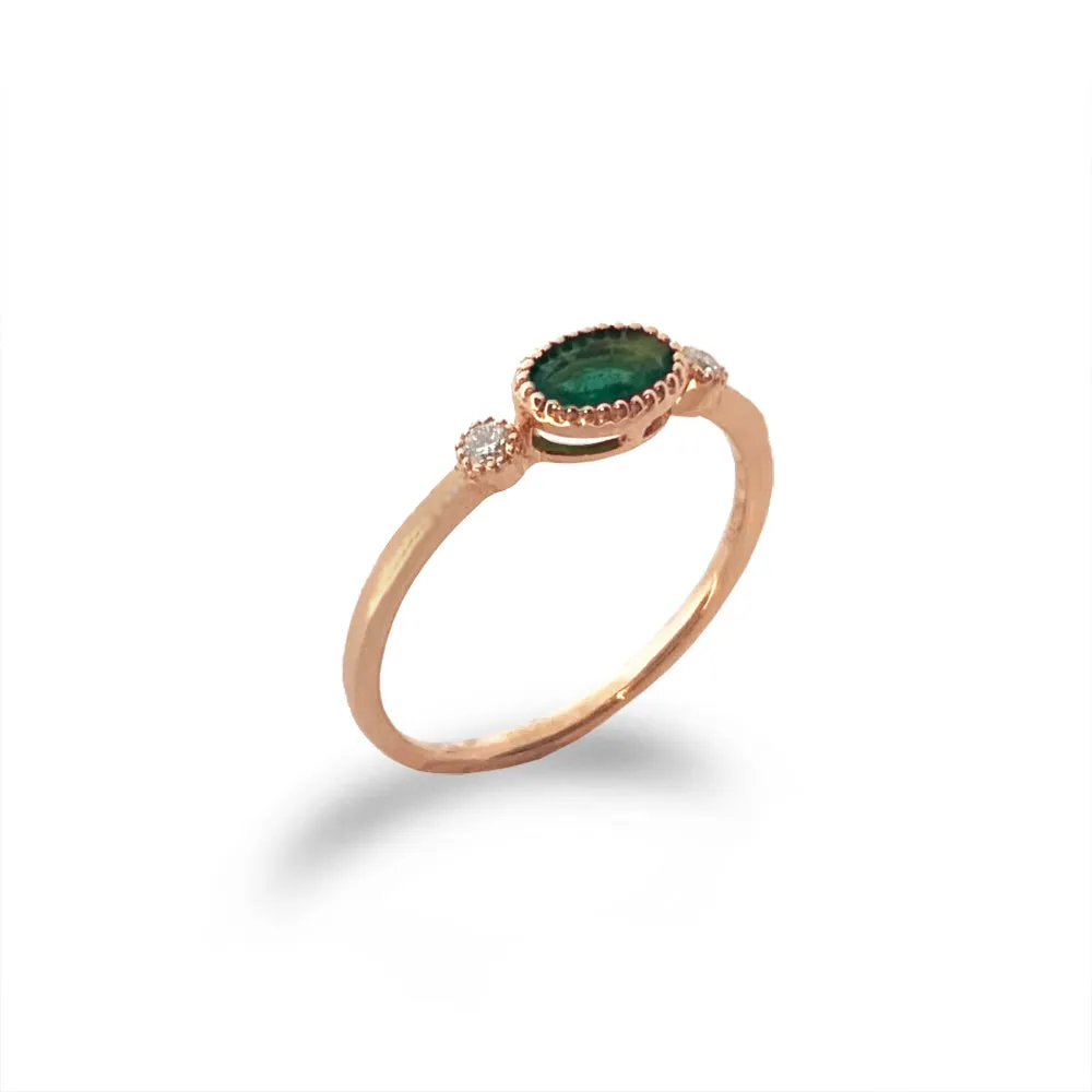 14k gold diamond oval emerald designer fashion stack ring MR45623E