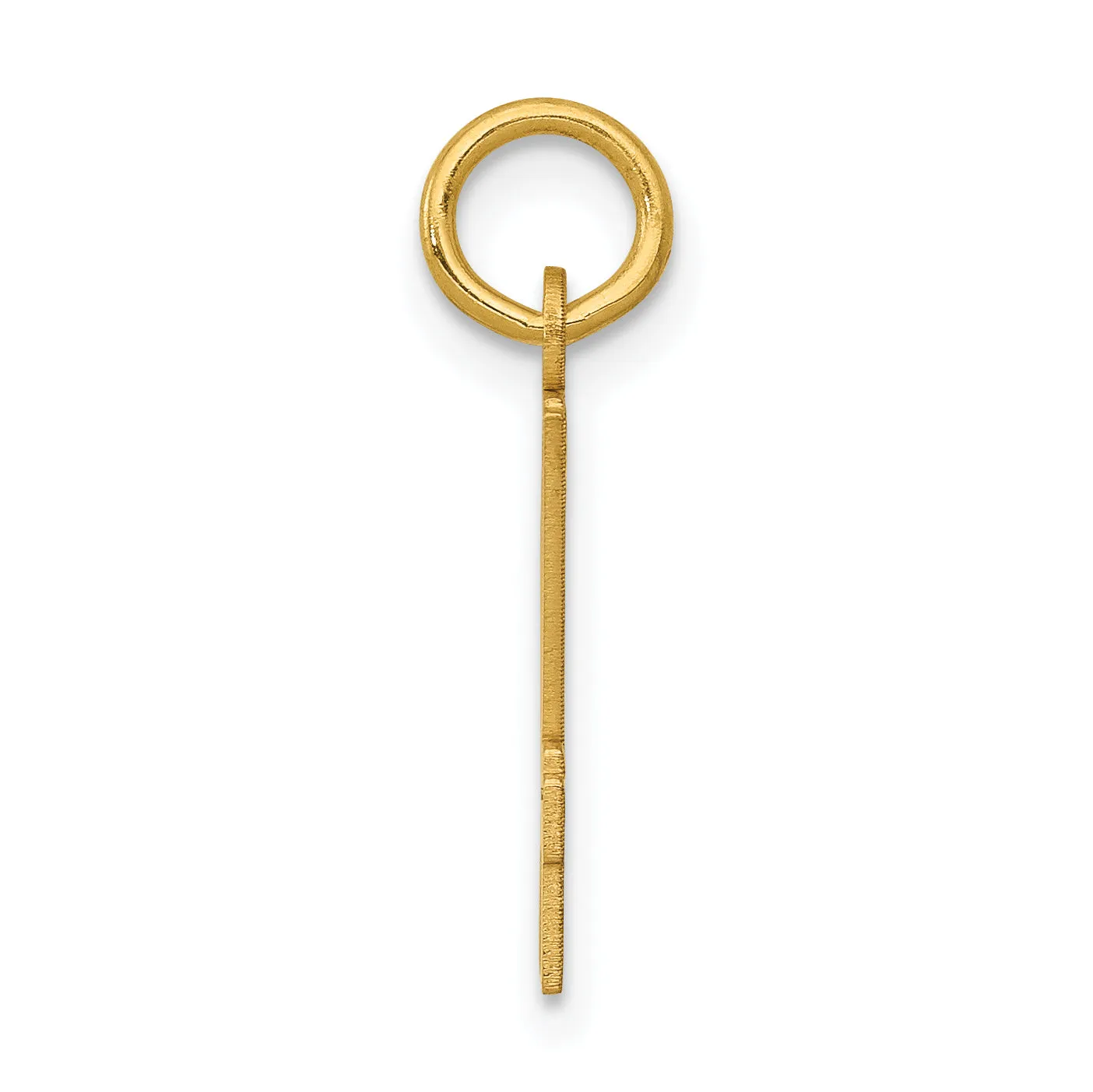 14K Gold Polished Small Elongated Charm Laser-Cut Modern Design