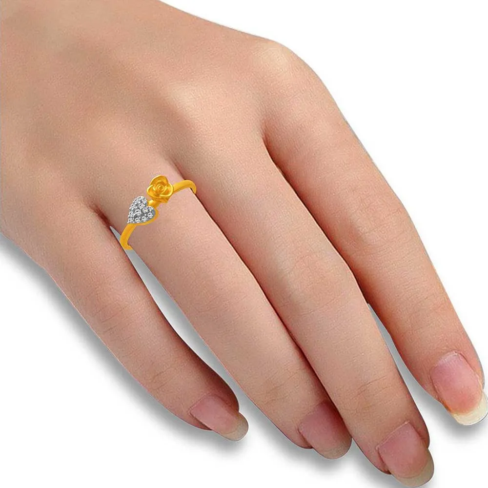 14k Gold Studded Heart Ring