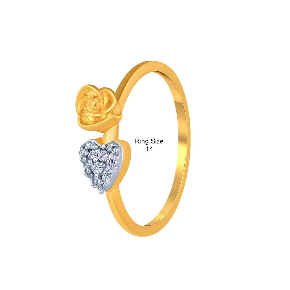 14k Gold Studded Heart Ring