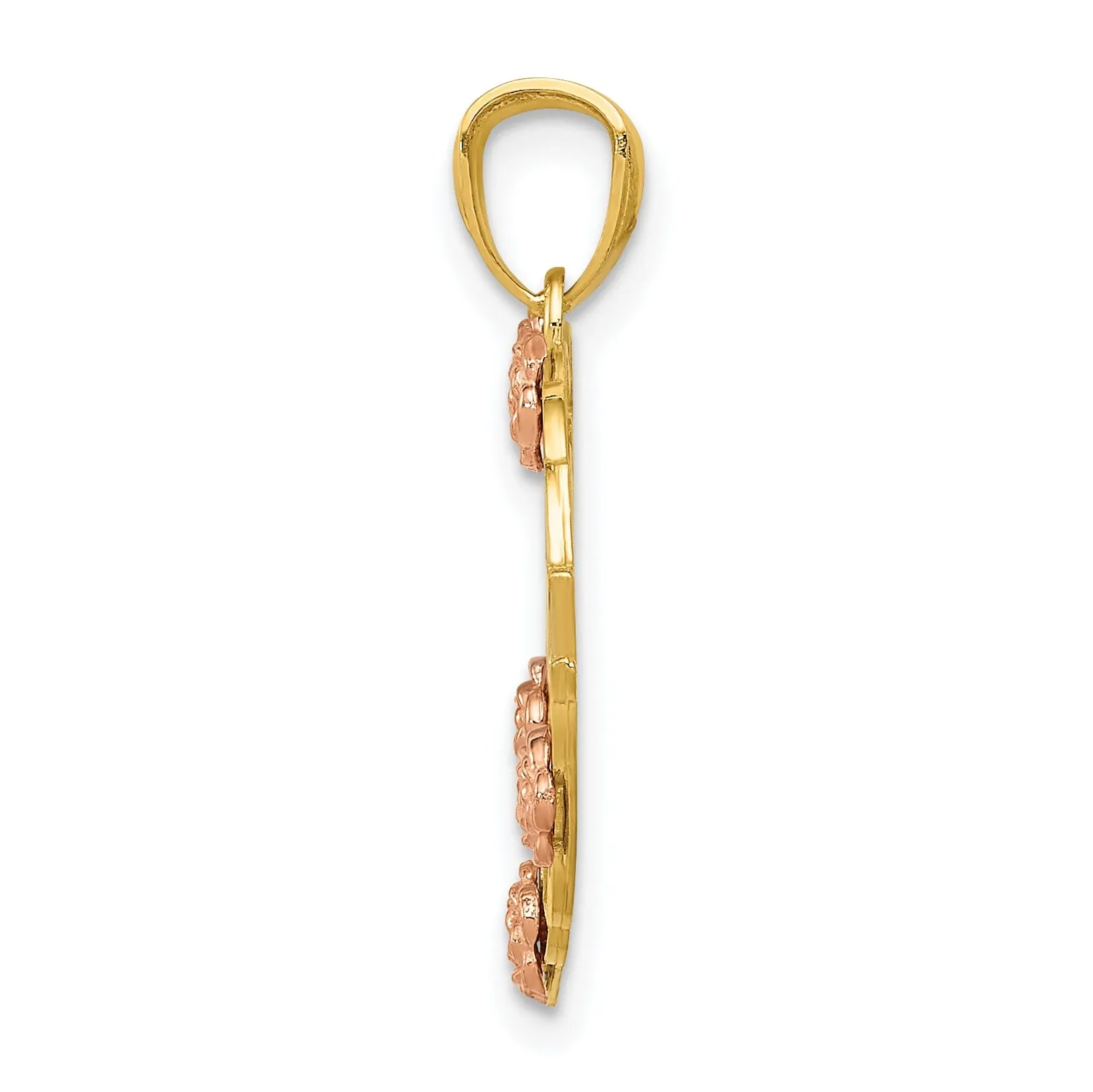 14k Two-tone Gold Rhodium Grandma Heart Pendant