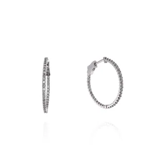 14k White Gold 0.75-0.79ct In and Out U-Prong Diamond Hoop Earrings