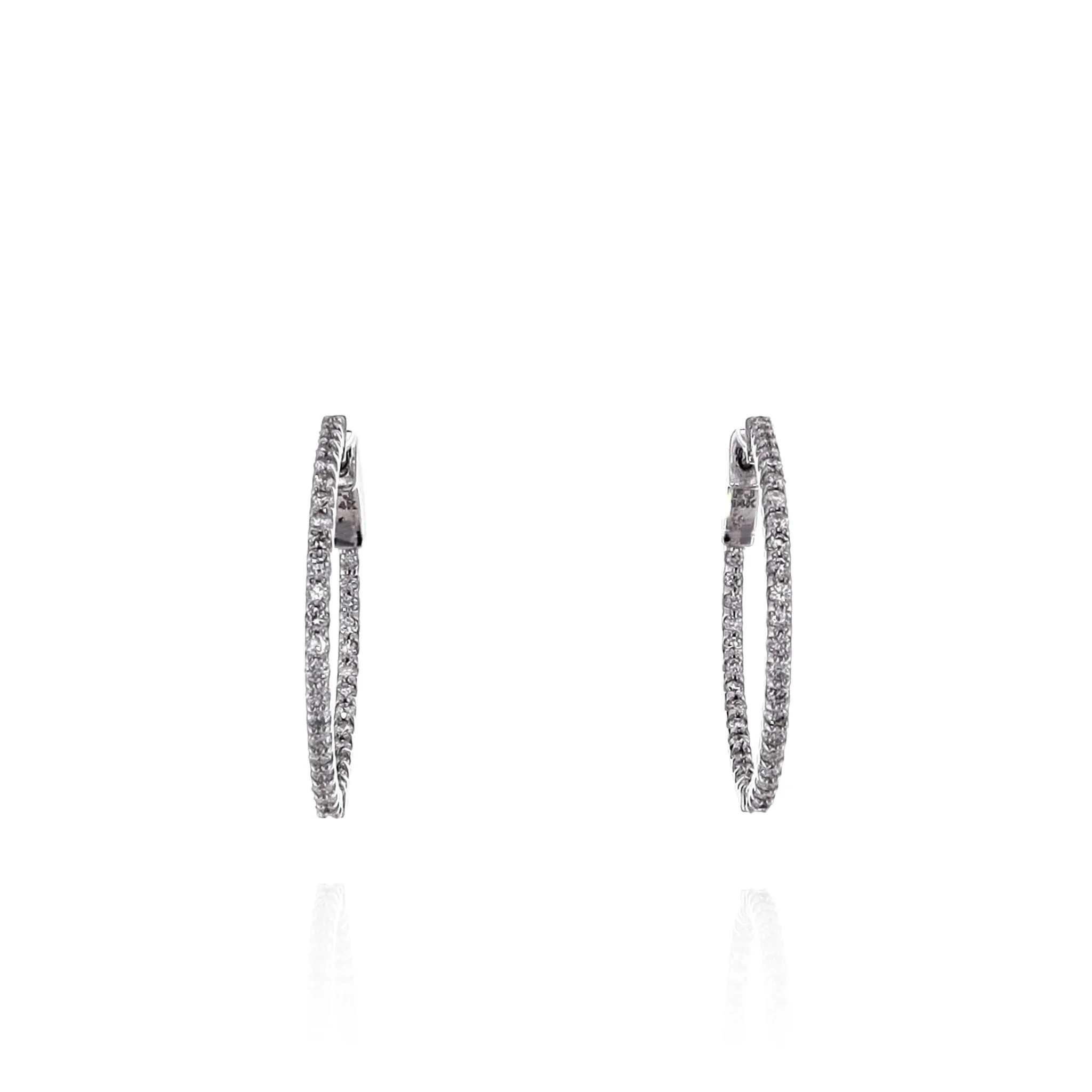 14k White Gold 0.75-0.79ct In and Out U-Prong Diamond Hoop Earrings