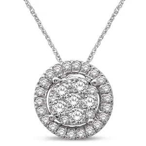14K White Gold 1/2 Ct.Tw. Composite Diamond Flower Pendant