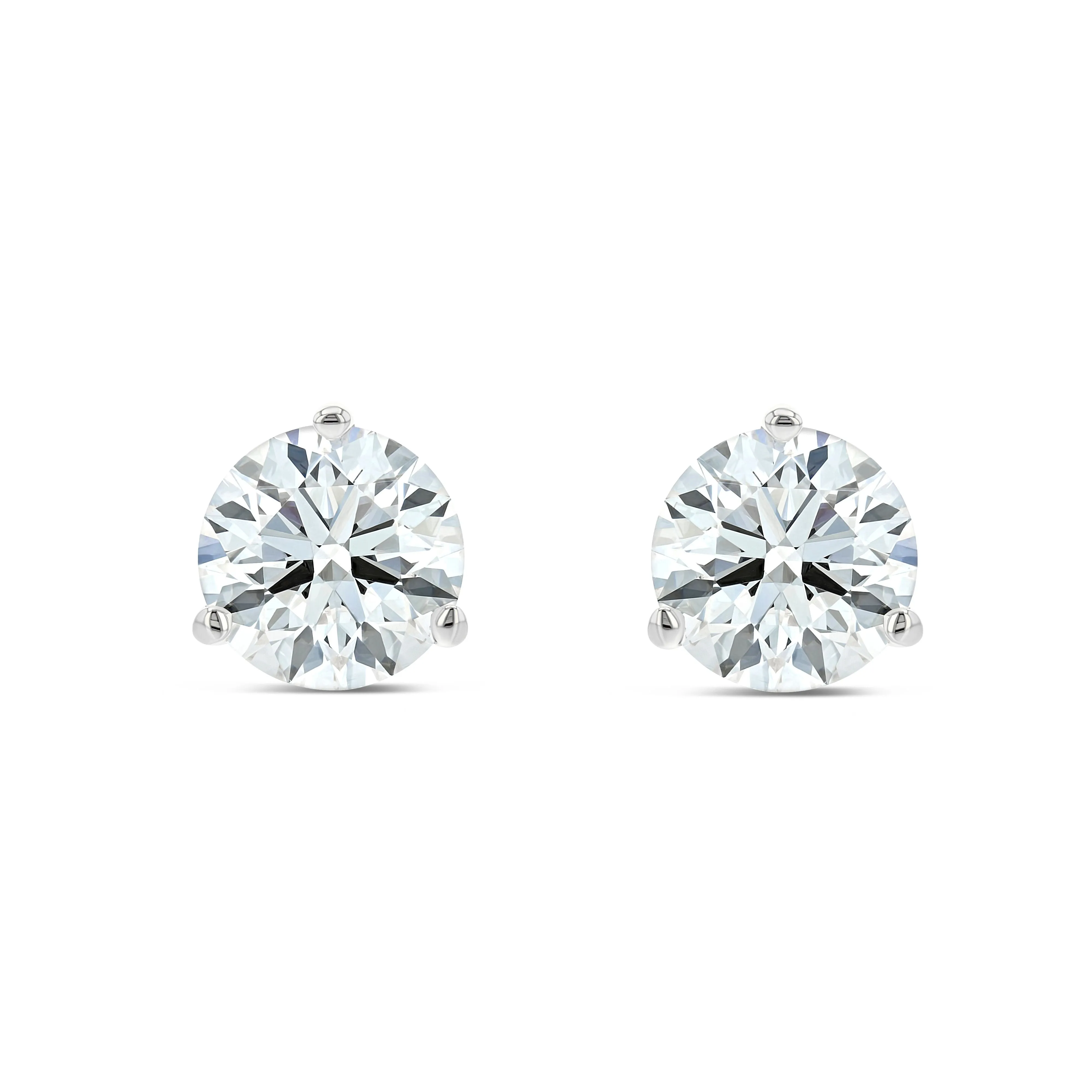 14k White Gold 3-prong Round Brilliant Diamond Stud Earrings (0.52 Ct. T.w., Si1-si2 Clarity, H-i Color)