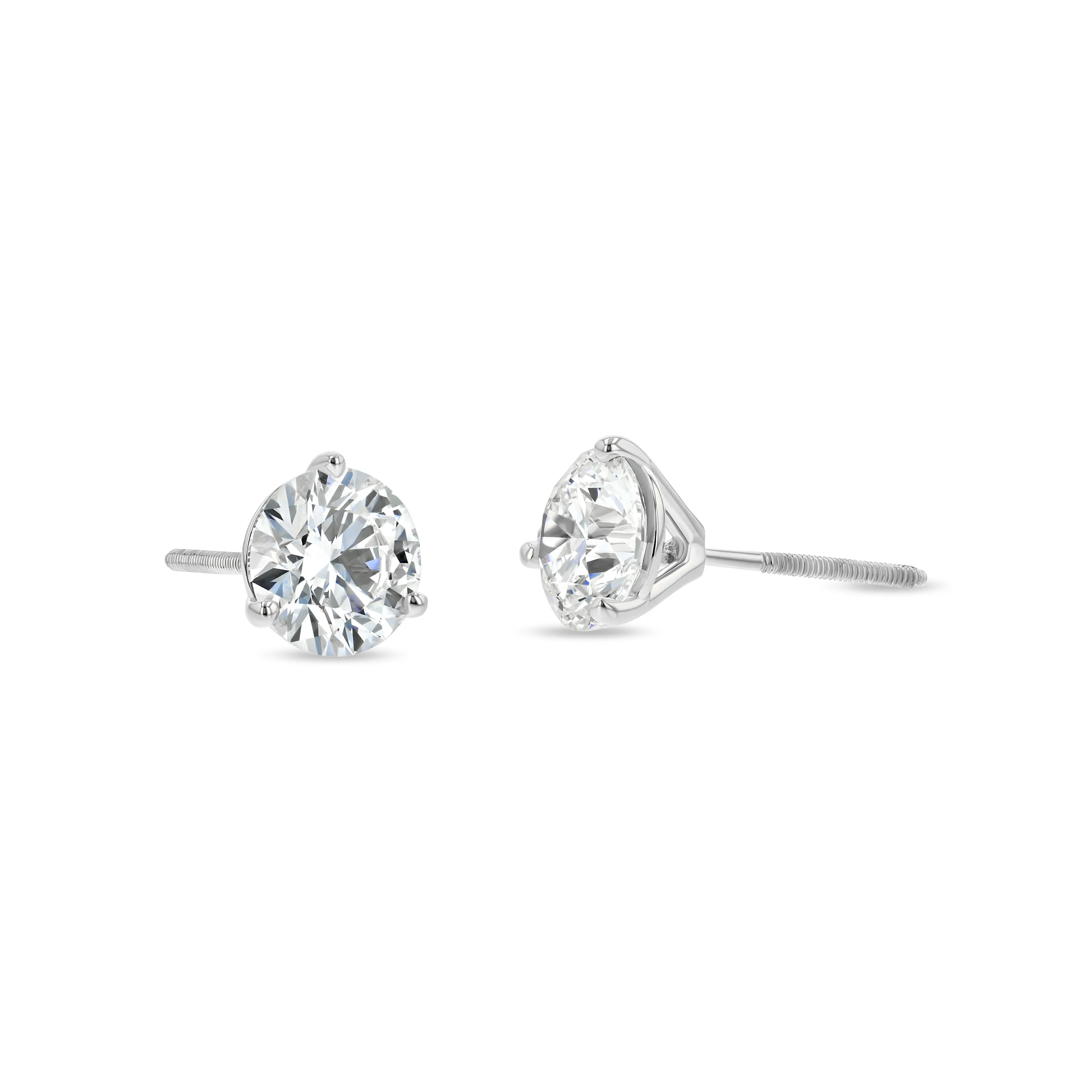 14k White Gold 3-prong Round Brilliant Diamond Stud Earrings (0.52 Ct. T.w., Si1-si2 Clarity, H-i Color)