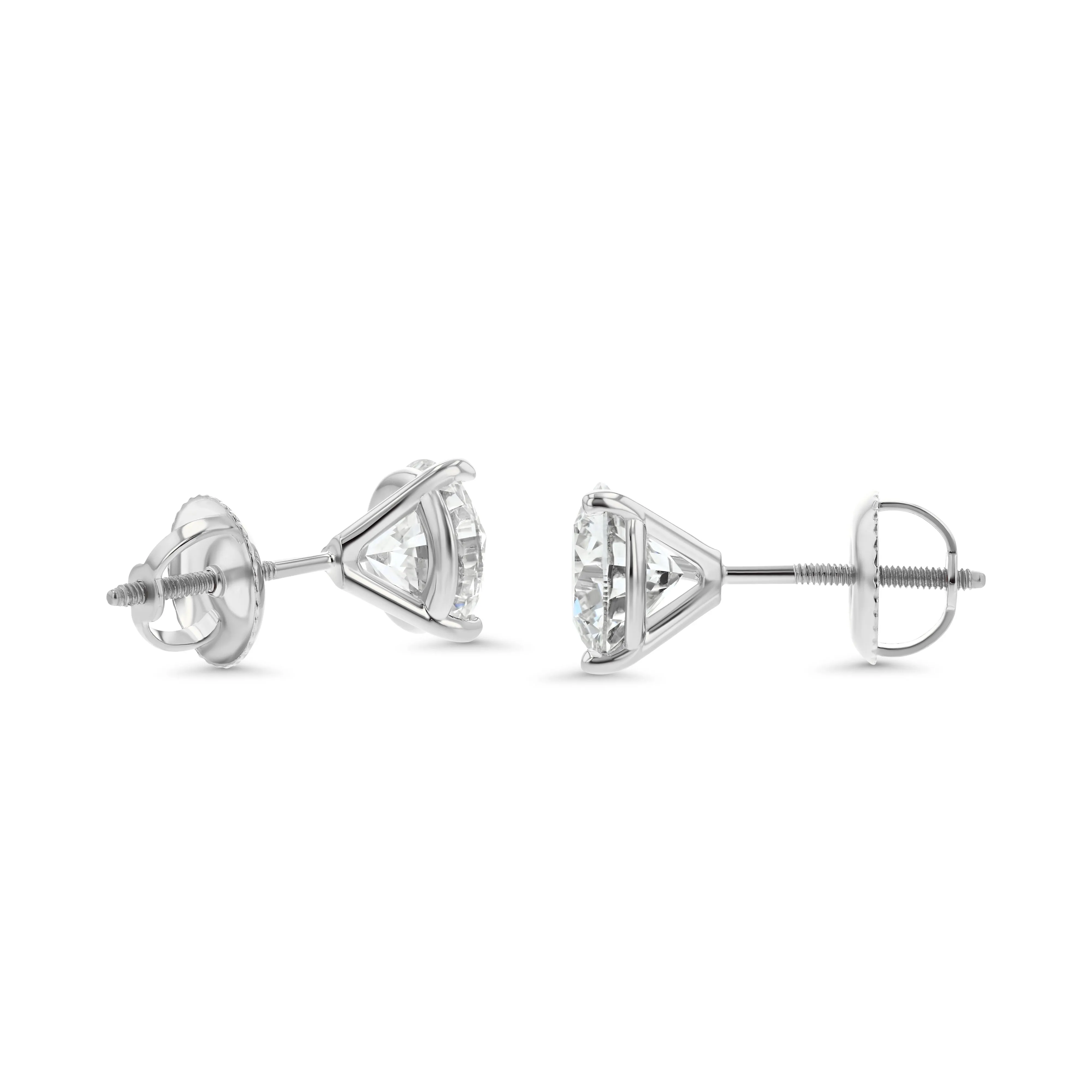 14k White Gold 3-prong Round Brilliant Diamond Stud Earrings (0.52 Ct. T.w., Si1-si2 Clarity, H-i Color)