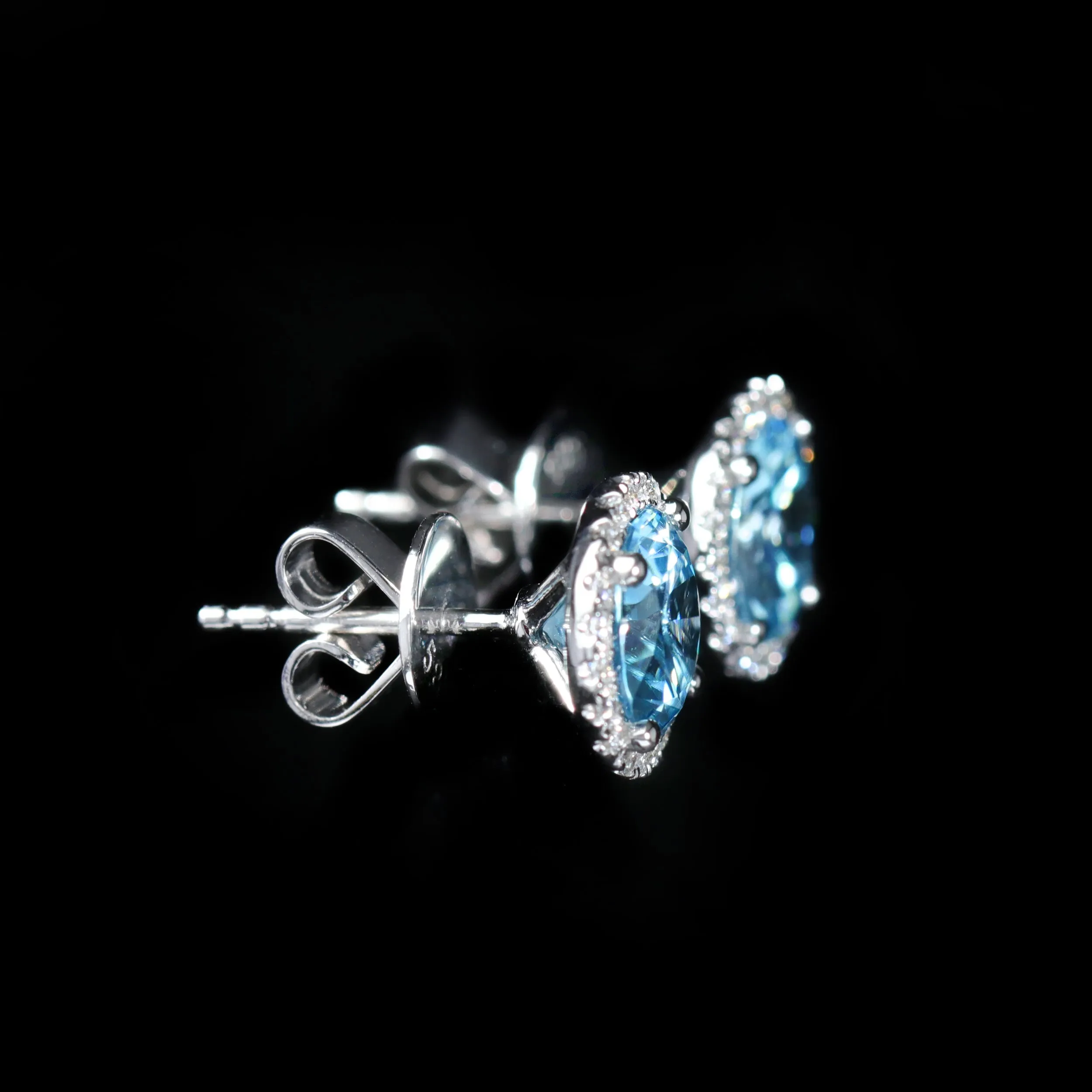 14K White Gold 3.89 CTW Zircon and Diamond Stud Earrings