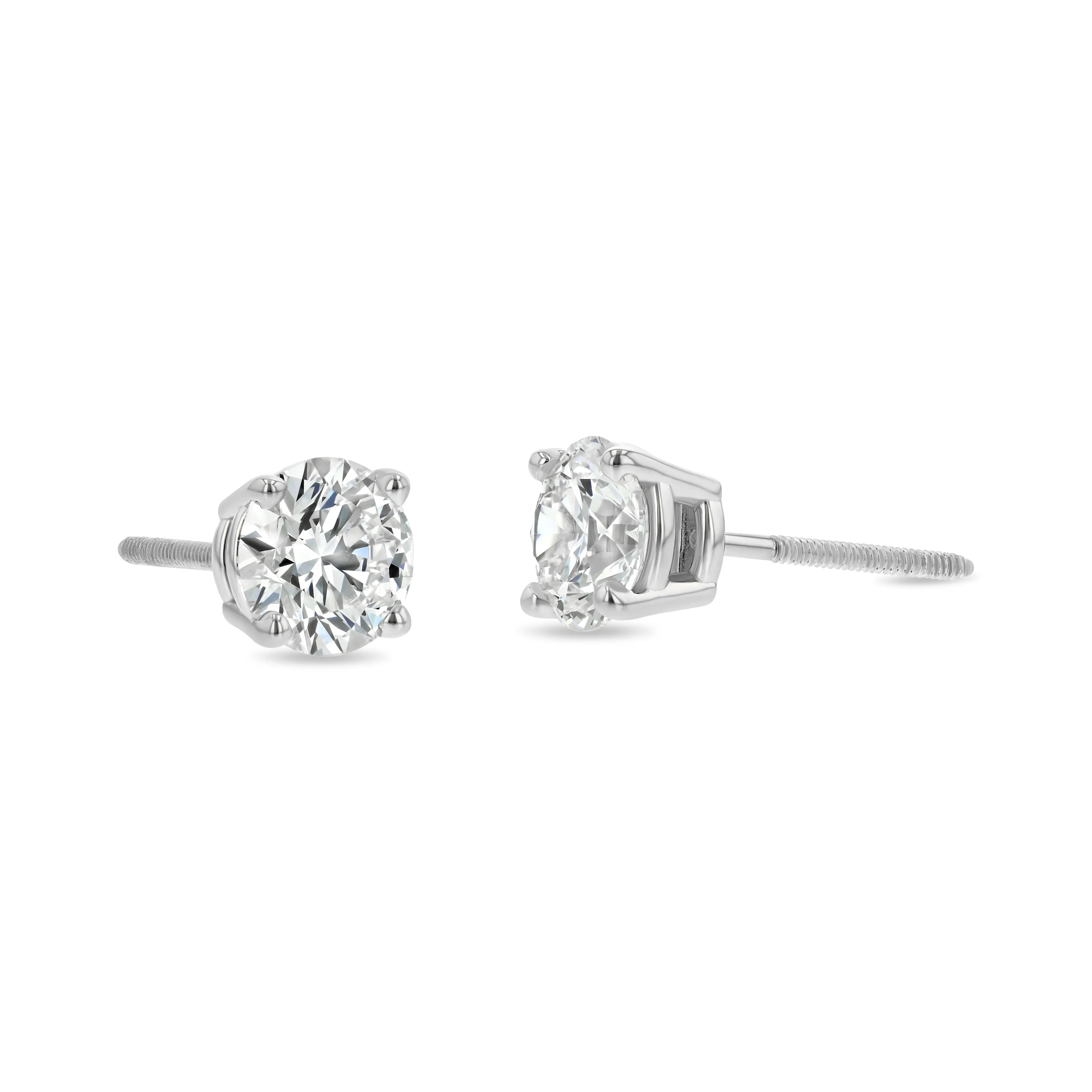 14k White Gold 4-prong Round Brilliant Diamond Stud Earrings (1 Ct. T.w., Si1-si2 Clarity, J-k Color)
