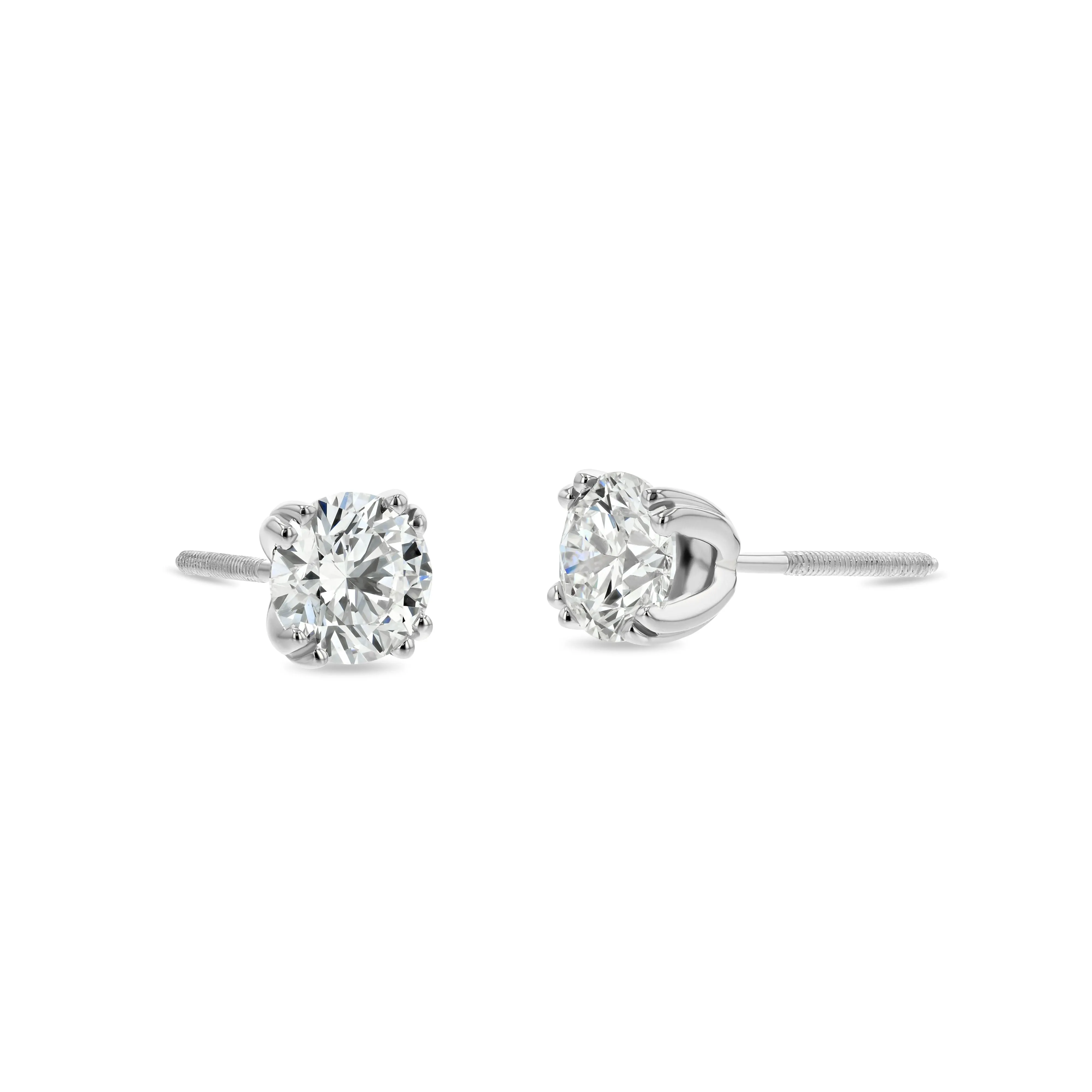 14k White Gold 8-prong Round Brilliant Diamond Stud Earrings (0.75 Ct. T.w., Vs1-vs2 Clarity, H-i Color)