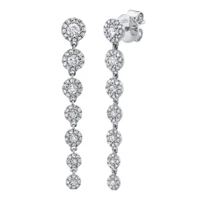 14K White Gold Diamond Dangle Earrings