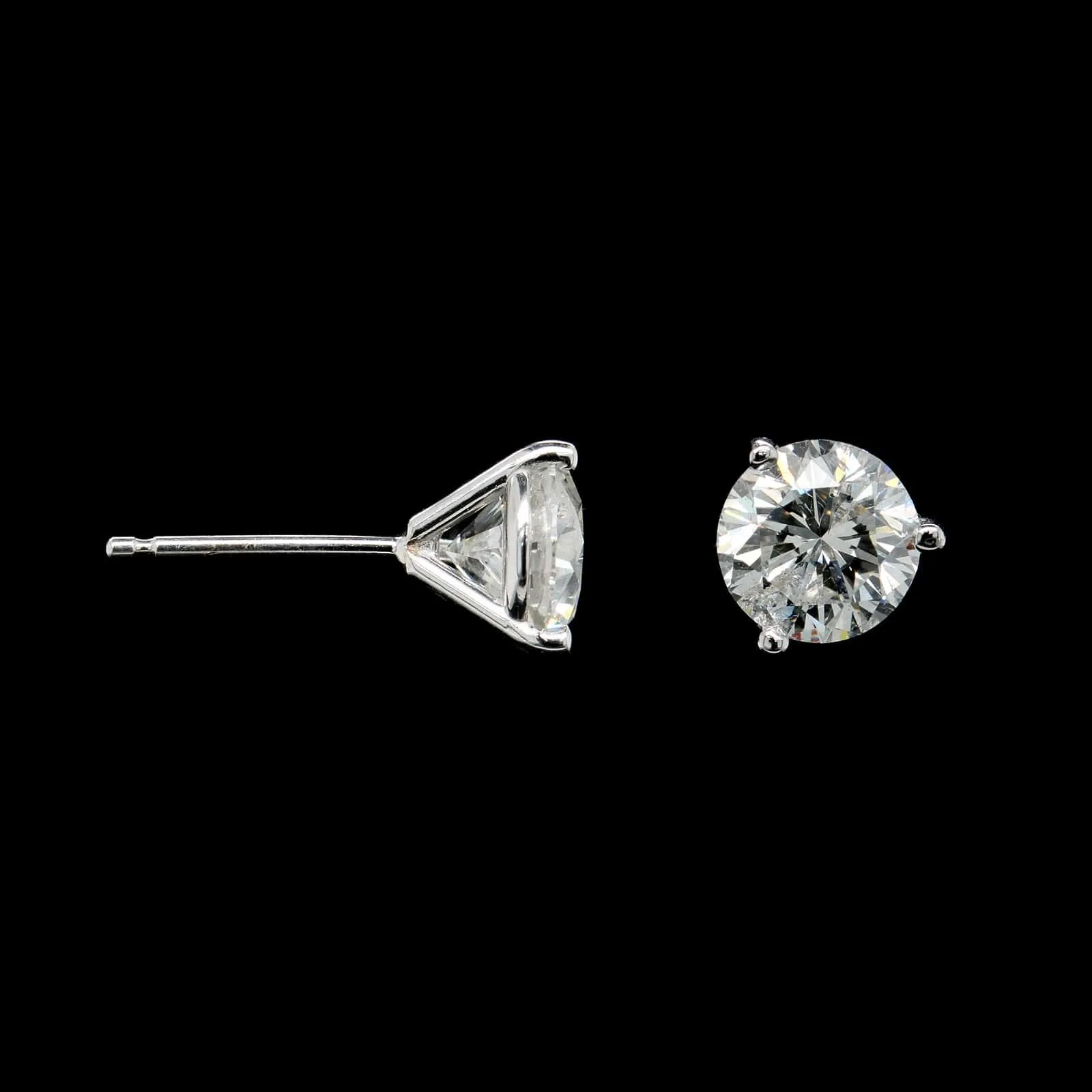 14K White Gold Estate Diamond Stud Earrings