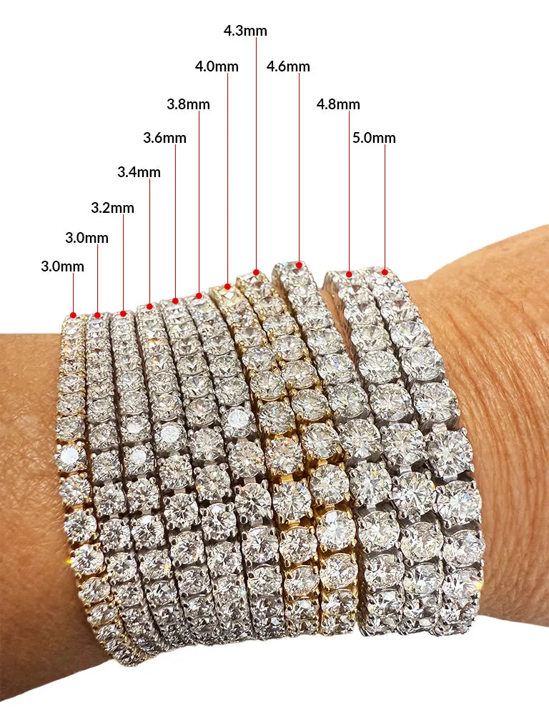 14K White Gold Tennis Bracelet with 15.5ct 4.8mm Lab-Grown Diamonds (E-F, VVS Clarity)