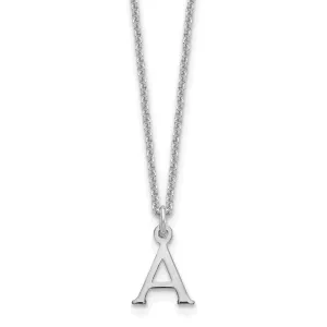 14k White Gold Tiny Cut Out Block Letter A Initial Pendant and Necklace