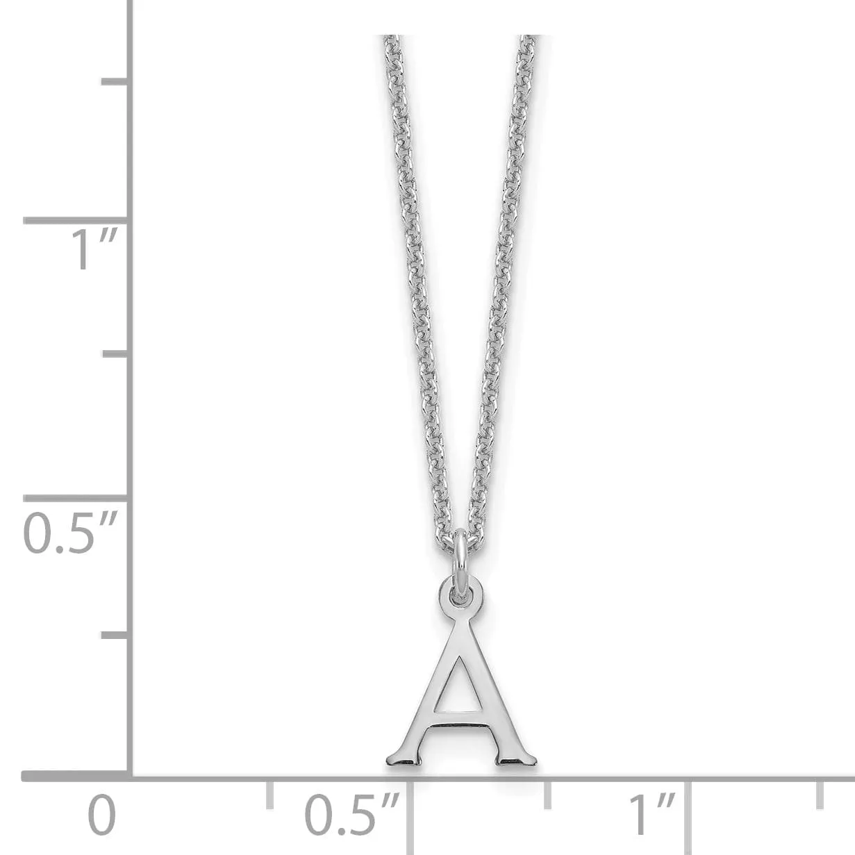 14k White Gold Tiny Cut Out Block Letter A Initial Pendant and Necklace