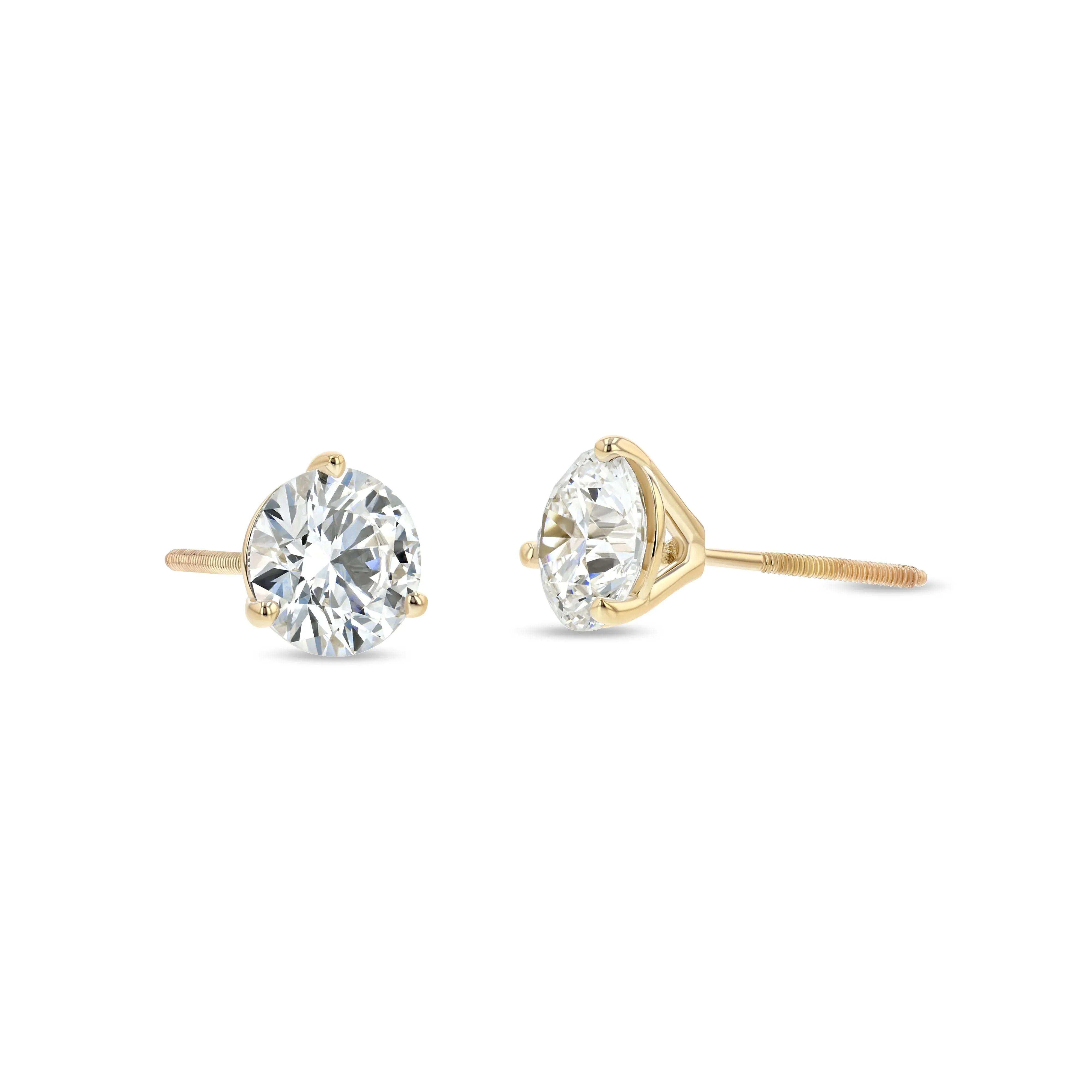 14k Yellow Gold 3-prong Round Brilliant Diamond Stud Earrings (0.32 Ct. T.w., Si1-si2 Clarity, H-i Color)