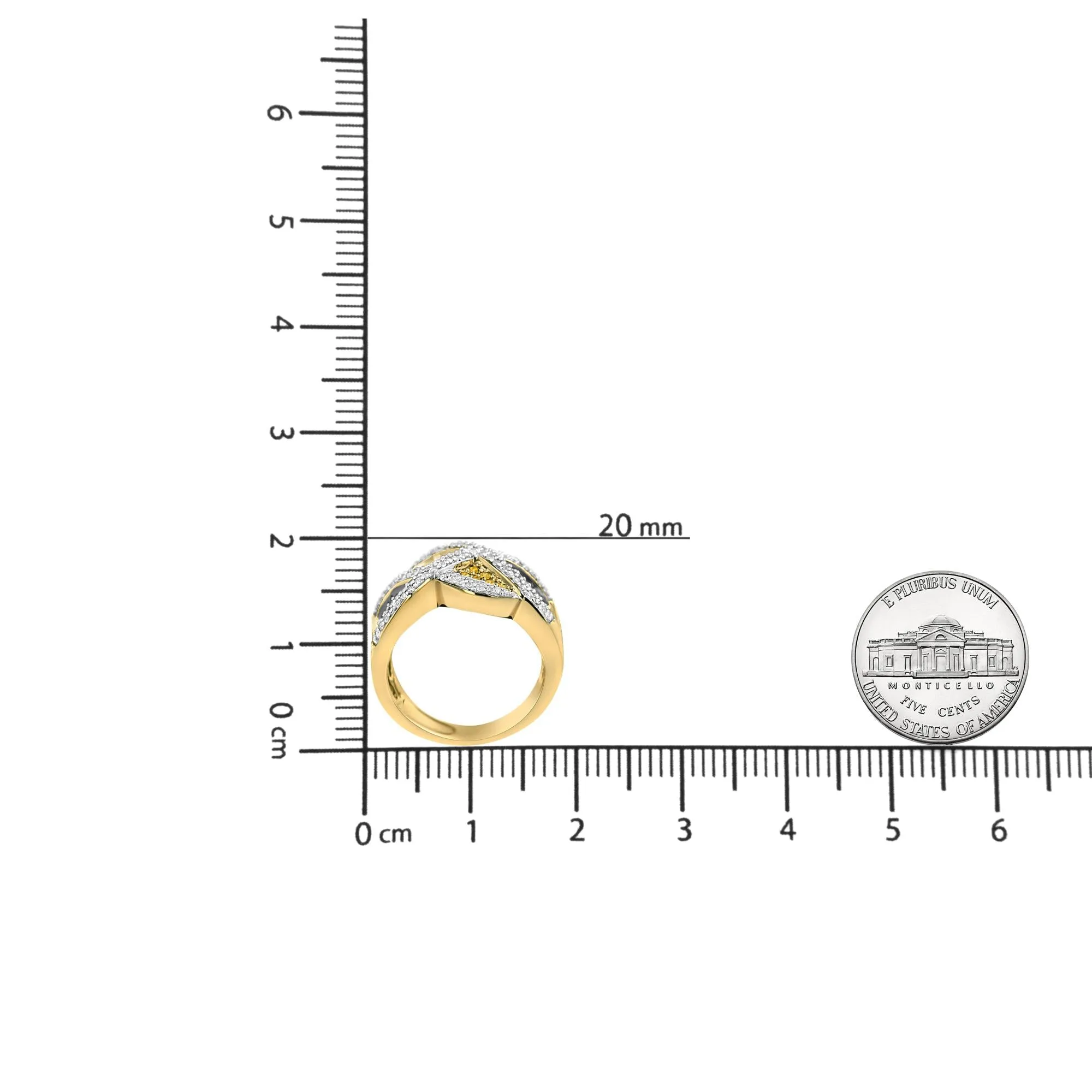 14K Yellow Gold 3/4 Cttw Champagne, Yellow and Round-Cut Diamond Ring (I-J Color, I2-I3 Clarity) - Size 7